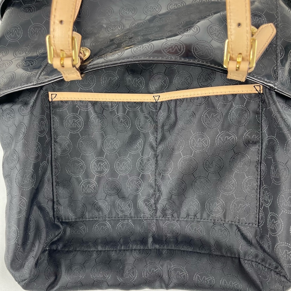 Michael Kors Jet Set Tote Black Patent Leather MK Logo Large Dust Bag Included - Picture 11 of 16